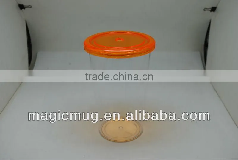 Transparent Plastic Mug with lid and straw