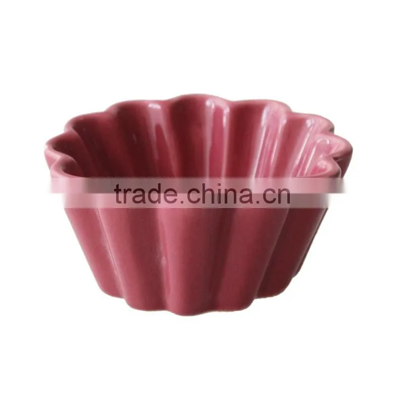 3.5" flower shape customized stoneware ice cream serving bowl