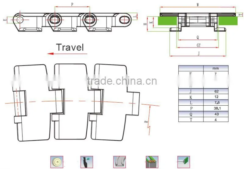 PP POM PE plastic conveyor belt for auto machine food conveyor mesh flat top