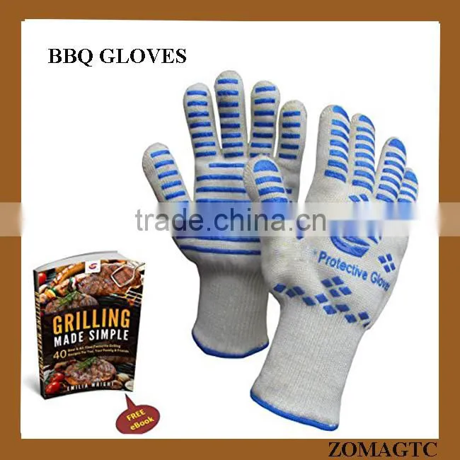 Alibaba China Five Finger Heat Resistant Nomex Grill Gloves Silicone BBQ Gloves
