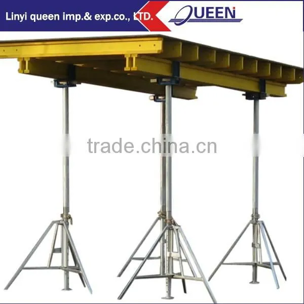 Shoring steel prop forkhead to support beam