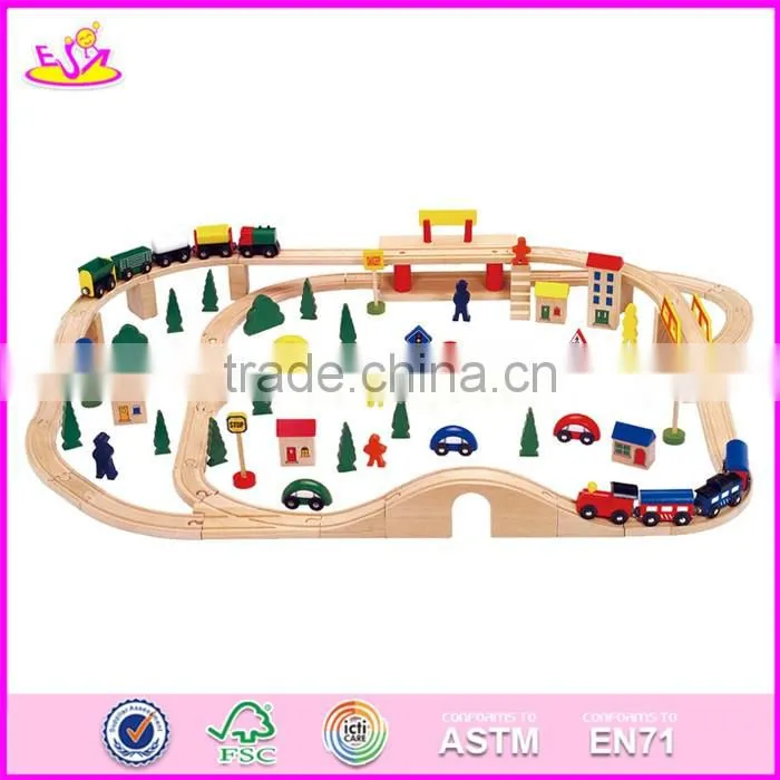 2017 Most popular funny activity toys kids wooden toy train sets W04C068