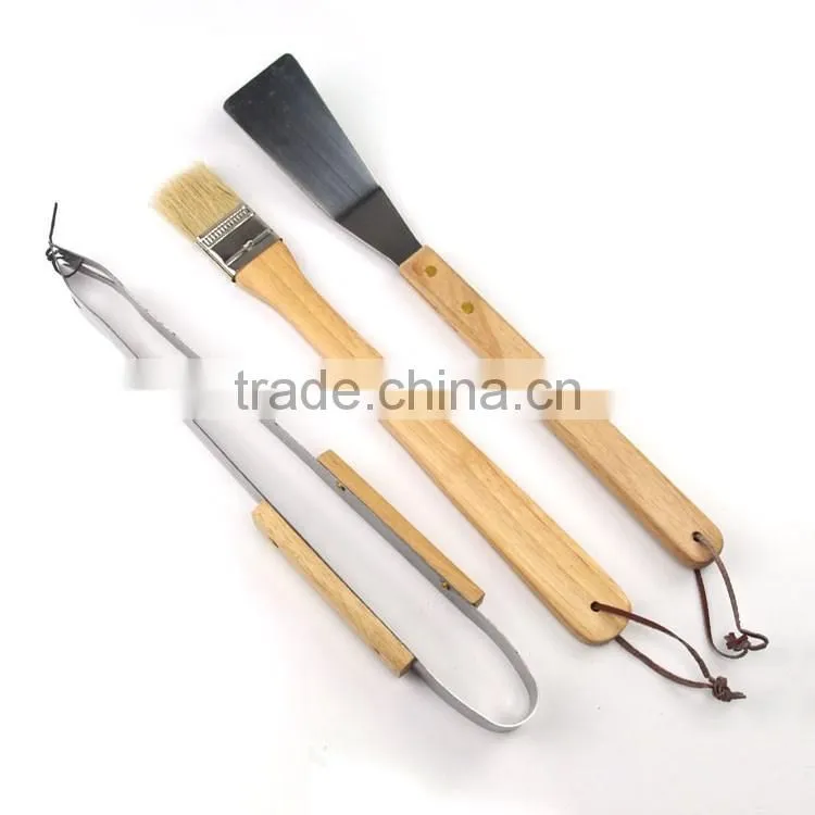 2017 trending products 3pcs outdoor bbq tool set with grill brush