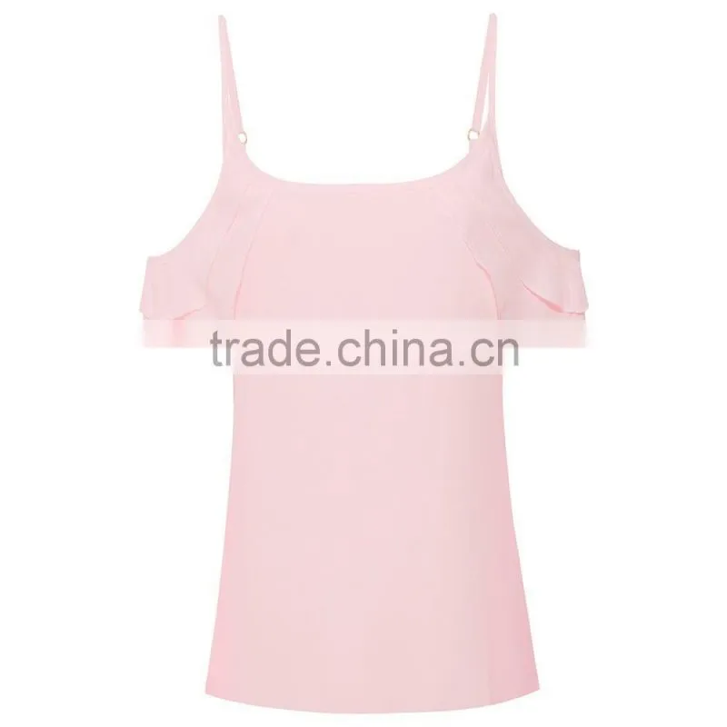 Woman Blouses Sexy Sleeveless Chiffon Ruffle Plus Size Ladies Blouses Casual Tops Clothing 2015 New Summer 4 Colors