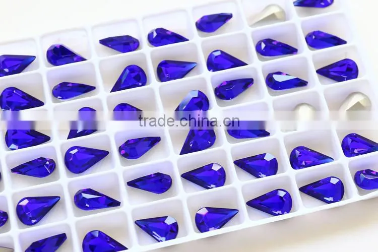 New design high quality point back decorative colored water drop crystal rhinestone glass stone