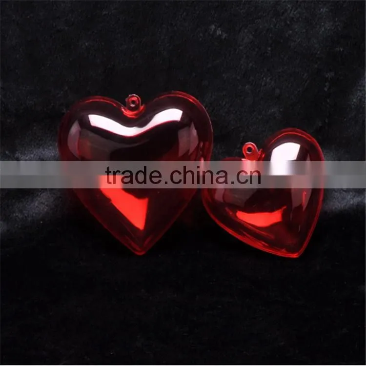 Christmas supplies High transparent food grade environmental protection material Plastic heart-shaped Christmas ball