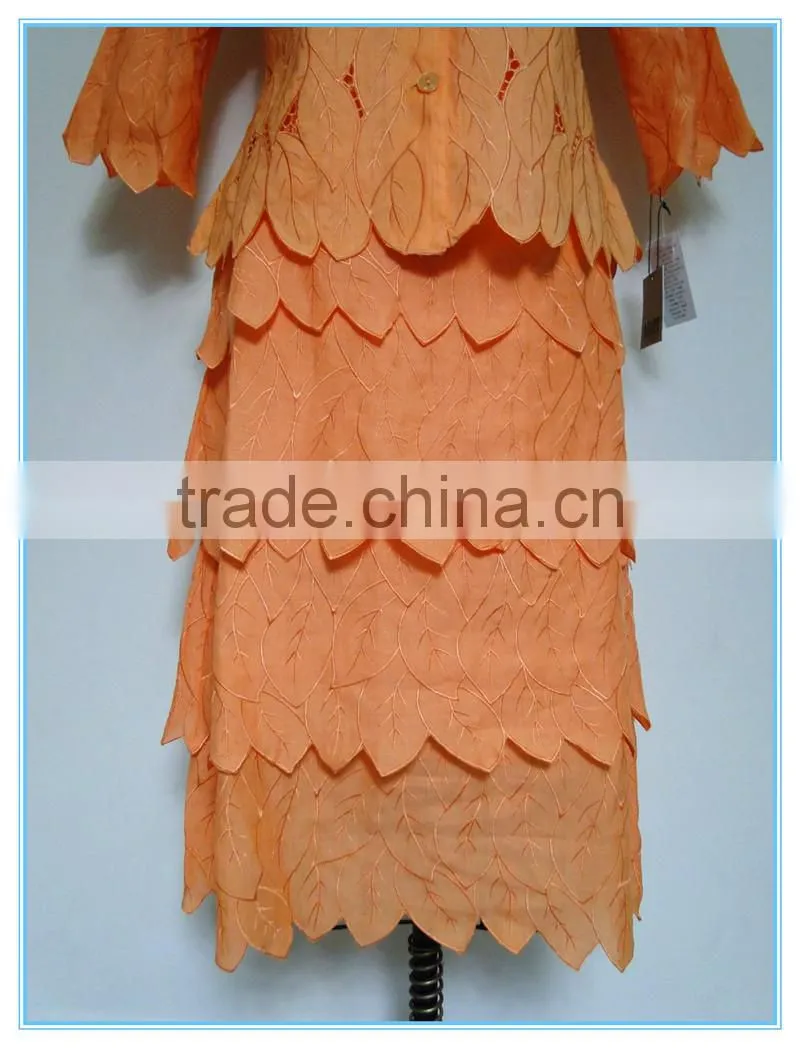 New design round neck church handwork embroidery ladies suit design