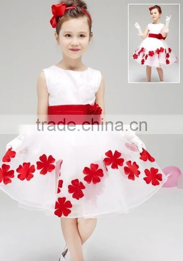 Fashion Fluffy baby girl princess tulle party dress with petal wedding dress
