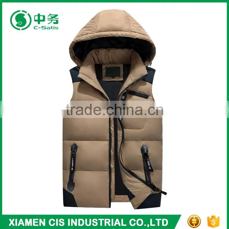 New Product Comfortable Warm Outwear Mens Winter Duck Down Vest with Hood