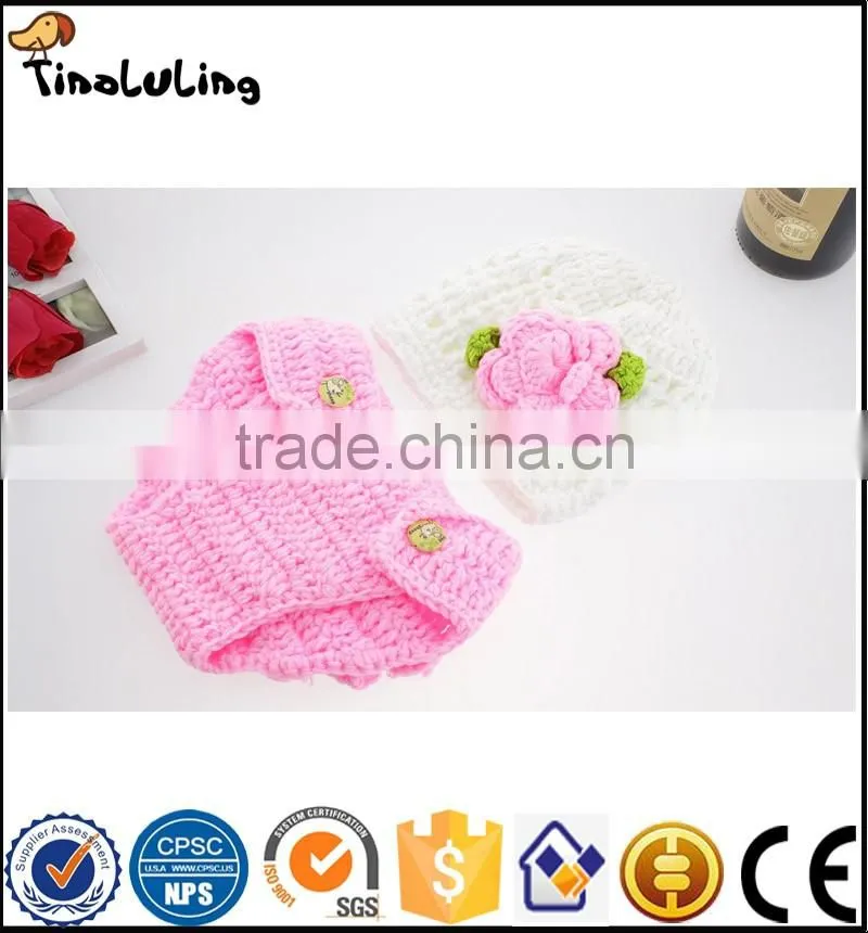 Knit crown Hat Photography Prop Crochet Infant Newborn Knitted kid children Girls Flower Hat baby