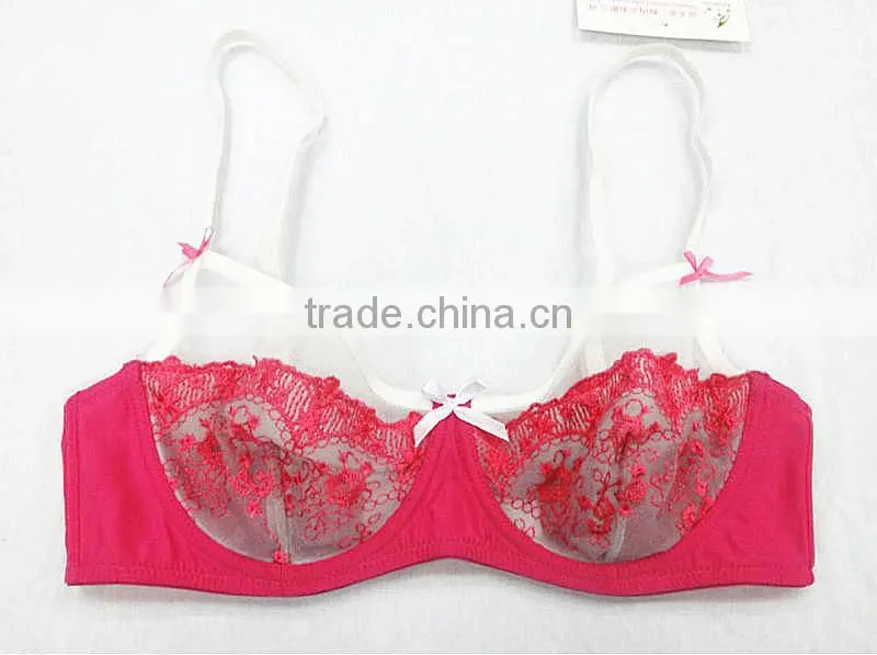 Beautiful flower embroidery women sexy bra name brand