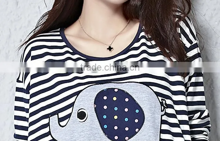 Autumn T-shirt, maternity T-shirt, big size T-shirt, long sleeve stripe T-shirt