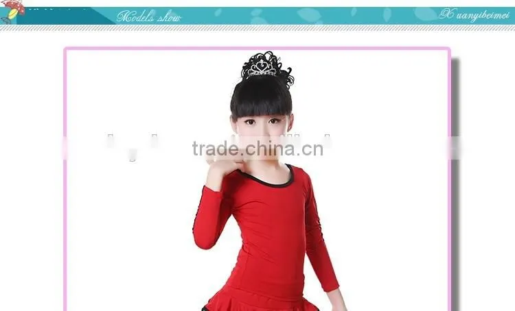 New Girls Kid Latin Performance Tops And Pants Suit Child Long Sleeve Back V-neck Cross Dance Costumes