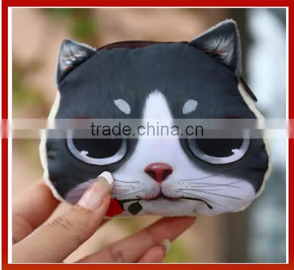 New Design Popupar Women Sling Bag Funny Cat Face Bag 3D Printed Cat Face Coin Purse