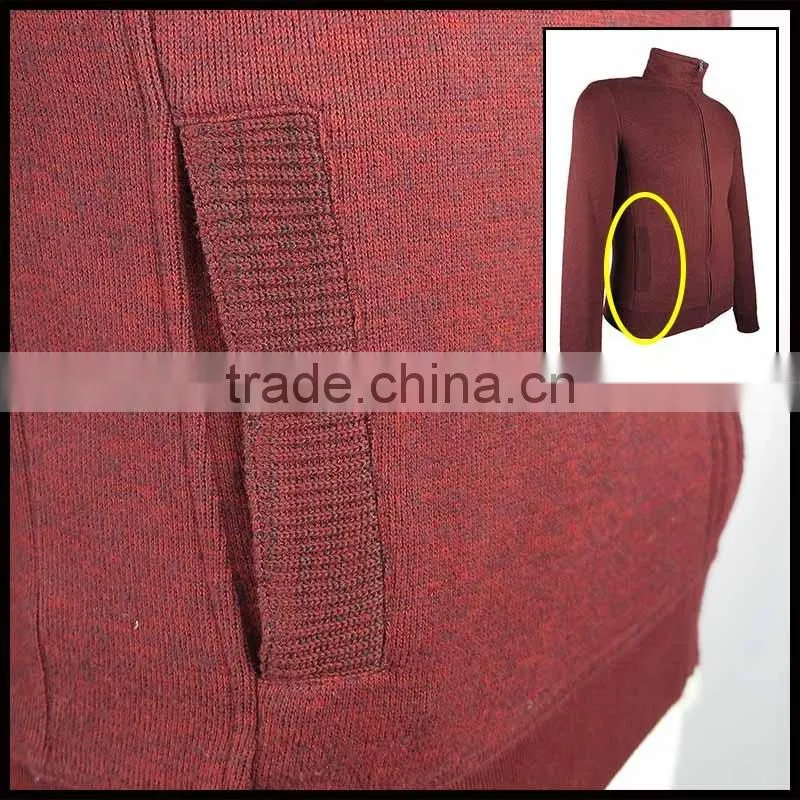 201503005044 Men's Purplish Red 100% Cotton Jacket With Knit Jacket Cuffs