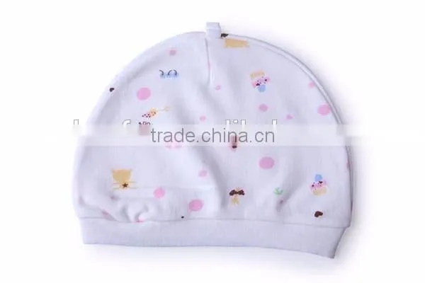 high quality kids beanie knitted dot printed 100% cotton baby hat