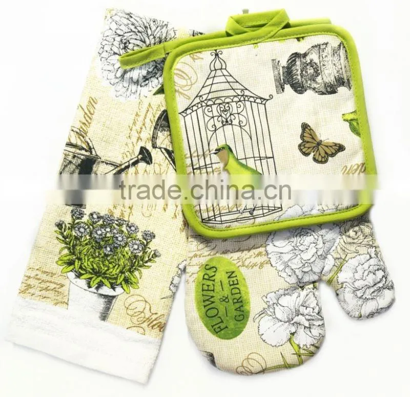 Garden design with good quality kitchen towel, cotton oven mitt and pot holder