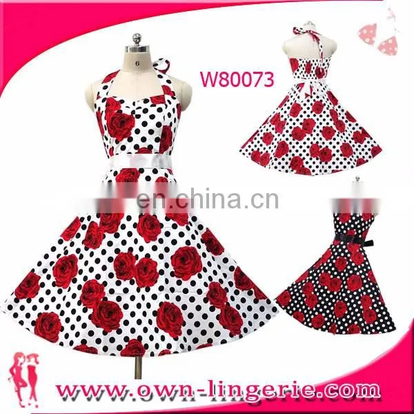 Vintage Swing Party Clothing Rockabilly Dress long sleeve cotton printed one piece plus size maxi dress