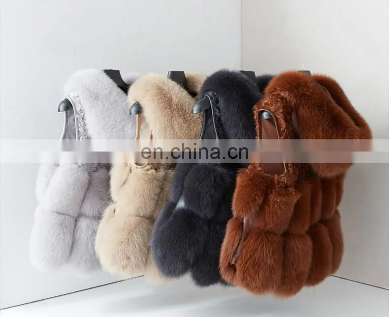 2017 New Fashion Real Fox Fur Geilt High Quality Fur Vest With Hood