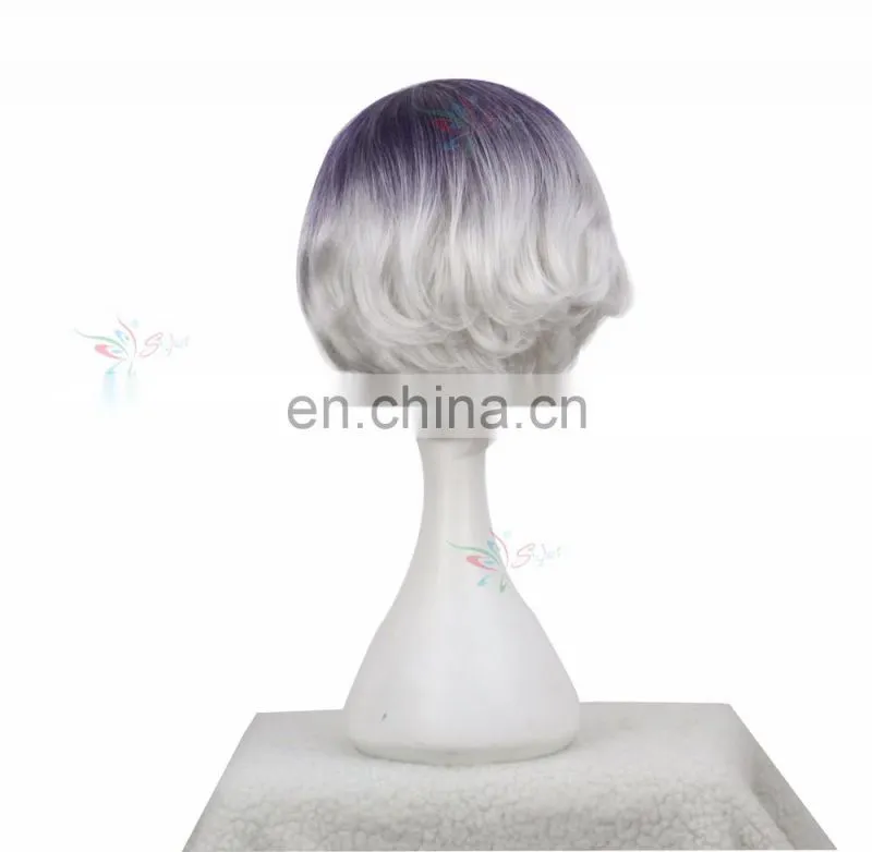 Styler Brand cheap wholesale curly gray hair synthetic wig for cosplay