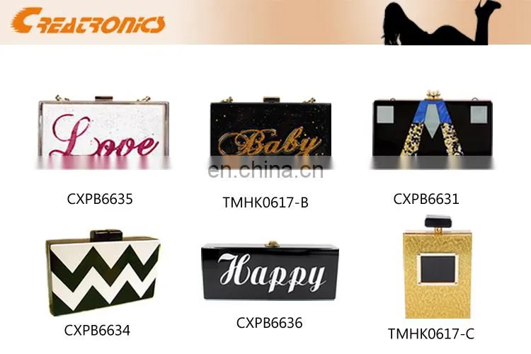 Trendy Mixed color Clutch Bag Fashion Box Clear Acrylic Evening Bag