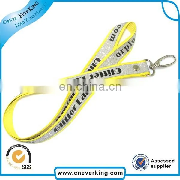 Fashion Glitter Neck Lanyard with Metal Hook and Safty Buckle