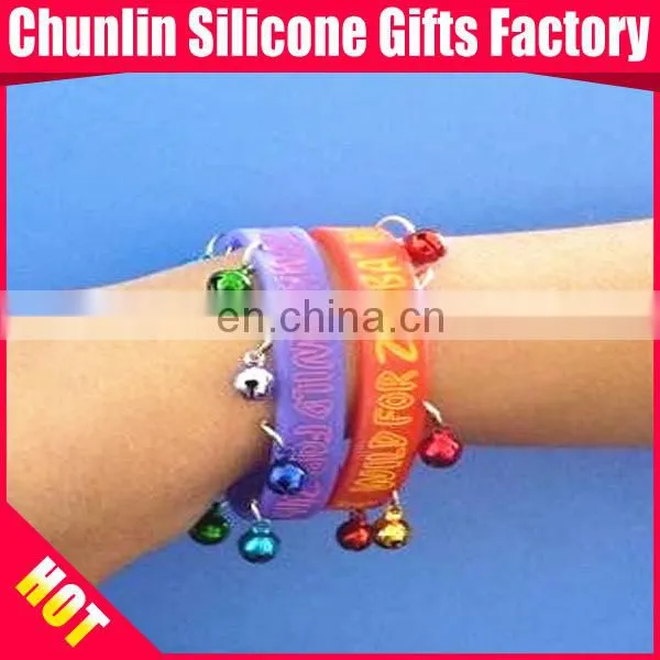 Lovely Silicone Bracelets with Jingle Bell for 2014