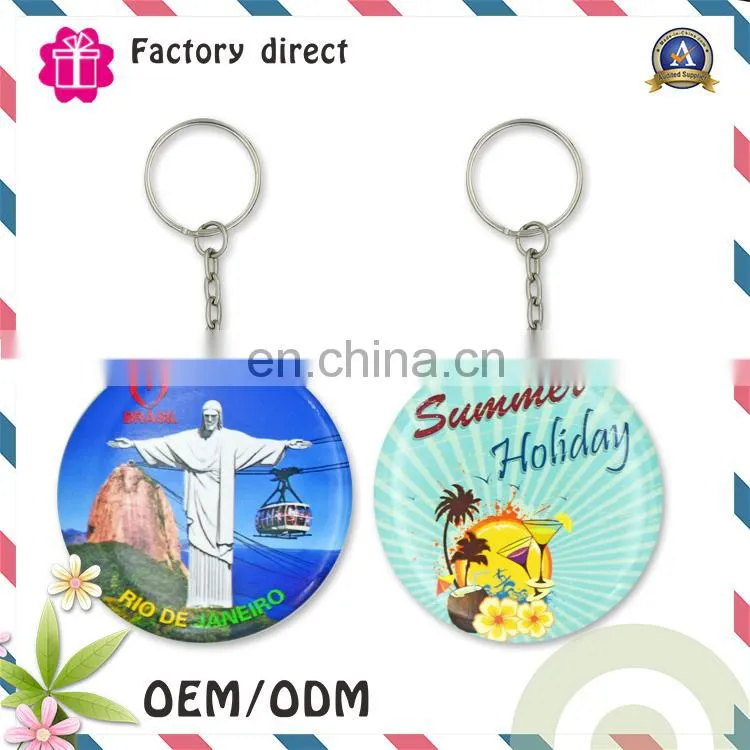 round shape cheap Eco-friendly custom metal keychain with mini size mirror