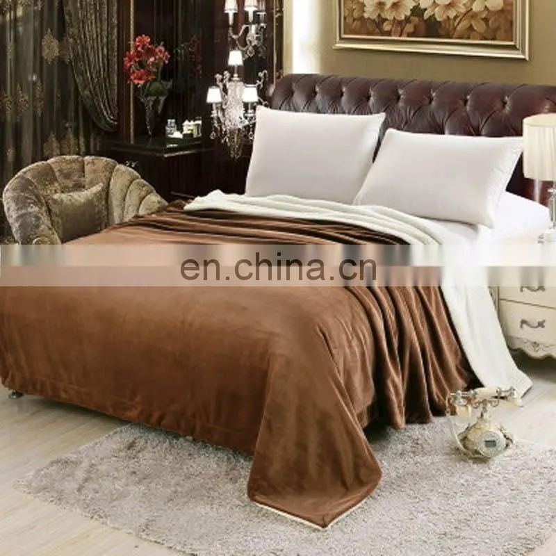 High quality cheap super king size mink double layer ply blanket