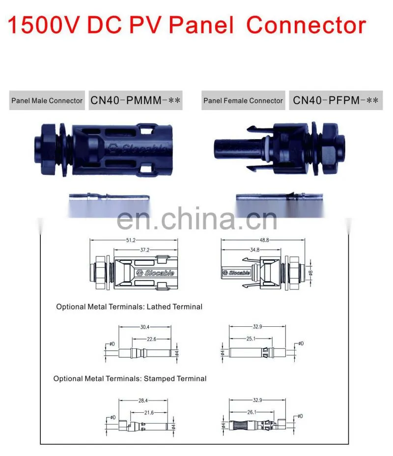 Male and Female PV Panel Coupler for Solar Extension Cables