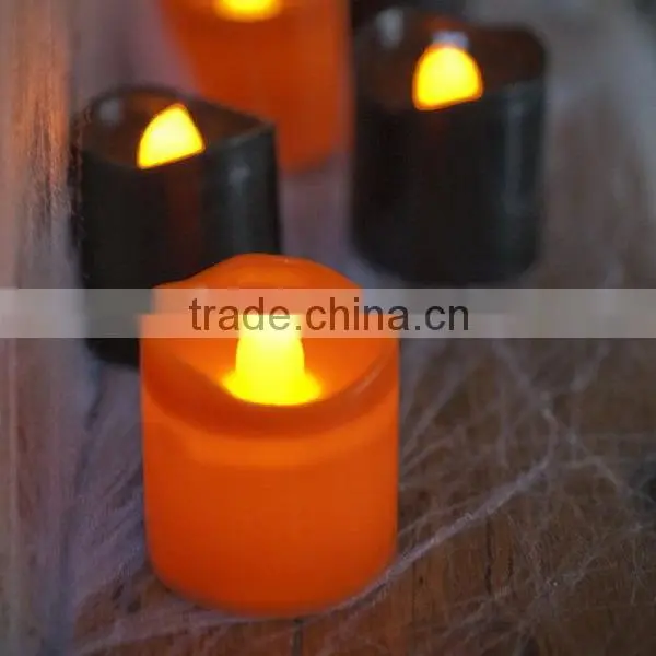 Orange & Black Halloween Battery LED Tea Light Candles HL001