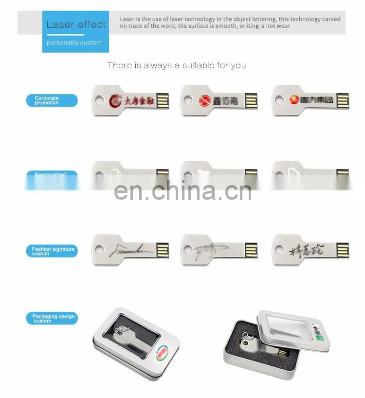 Mini Metal Silver Gold Metal Key Shaped USB 2.0 Flash Drive memory 4GB 8gb 16gb 32gb 64gb USB key