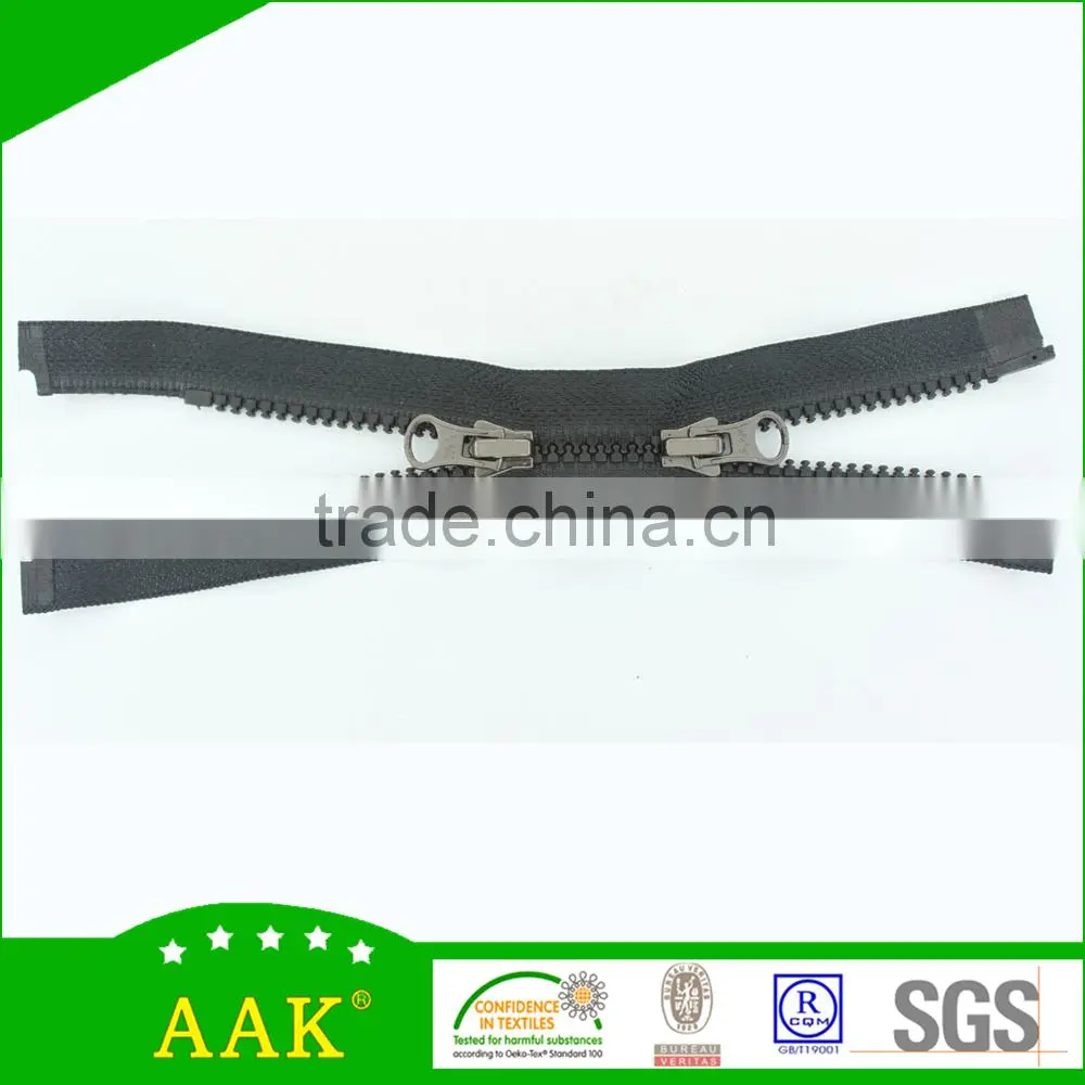 3# delrin open end double puller metal garment accessories mens shirts zippers