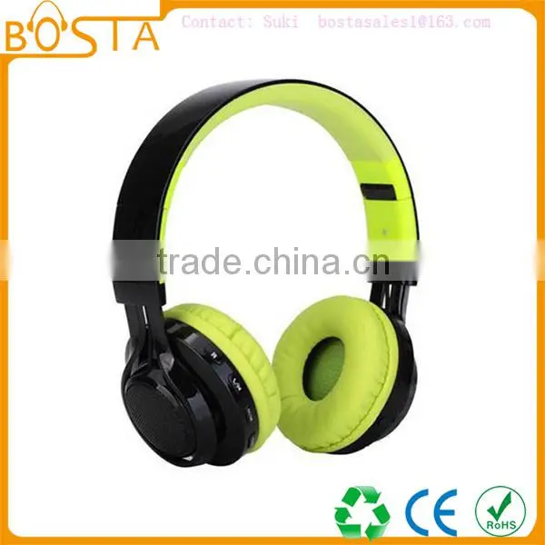 2016 Fashion factory wholesales TF card and FM support stereo bluetooth headset