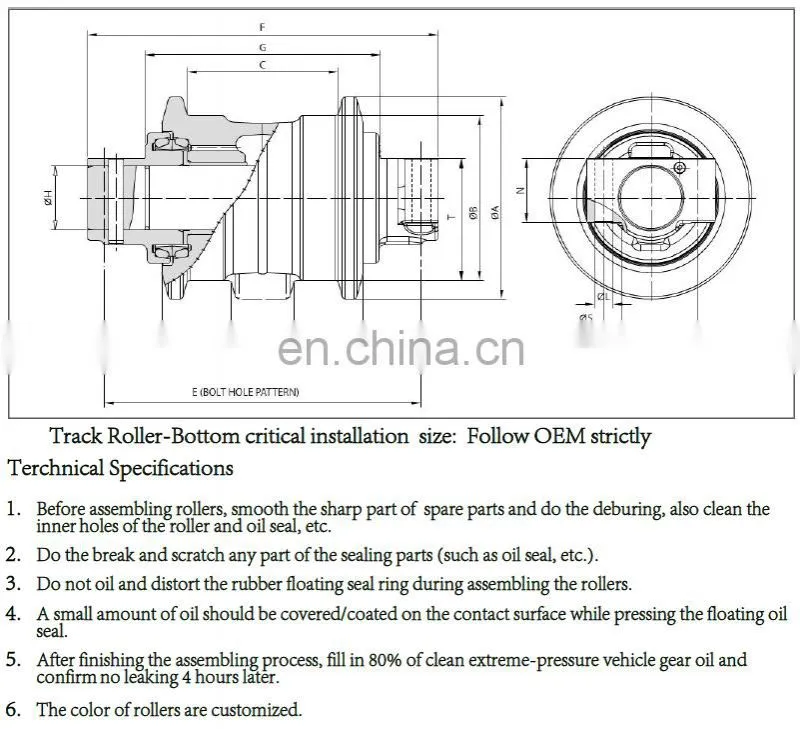 Takeuchi TB035 Mini Excavator Track Roller Bottom Roller