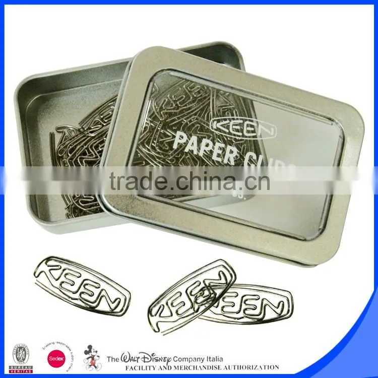Tin box package customized logo metal paper clip stainless steel