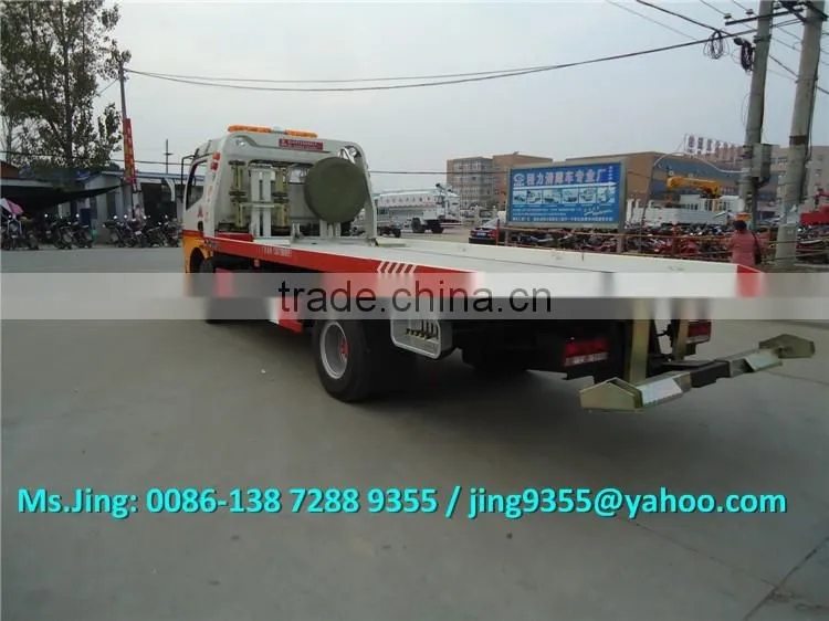 KPT C390 wrecker tow truck 140HP, one drive two flatbed wrecker truck with 5.6m tablet