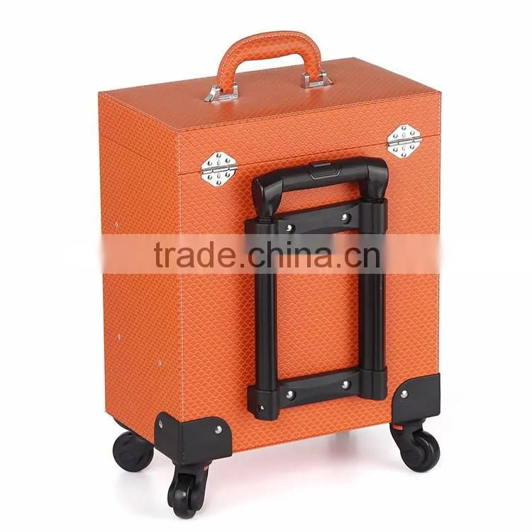 Guangzhou factory colorful lighted mirror cosmetic makeup beauty trolley carring case
