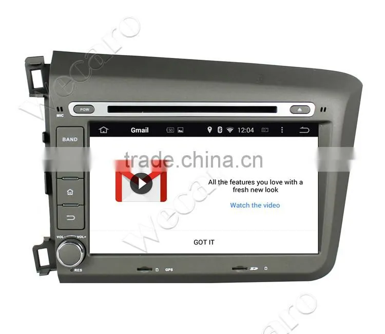 Wecaro android 4.4.4 car gps navigation Dashboard Placement 8" usb aux interface for honda accord civic BT gps 3g TV 2012 2013