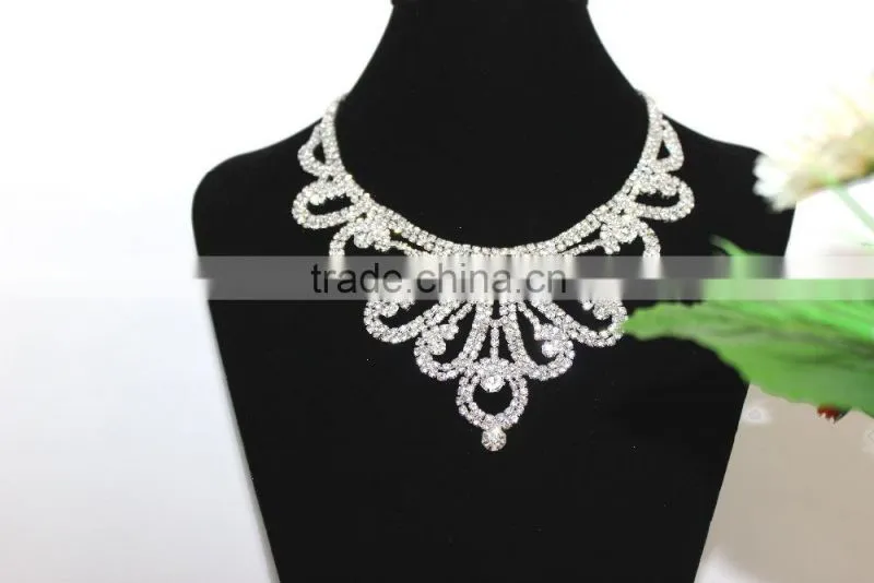 Cheap silver bridal necklace and earring sets wedding rhinestone bridal jewelry sets
