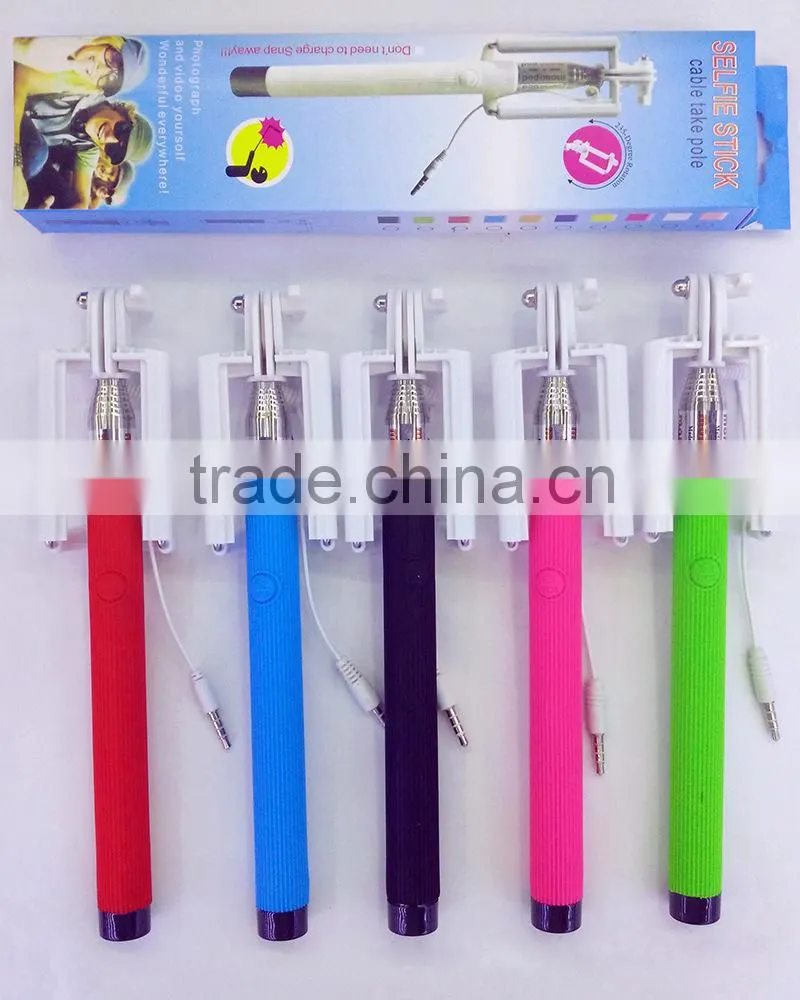 Self-pole,wired control selfie stick for mobile phone ,Since the shaft