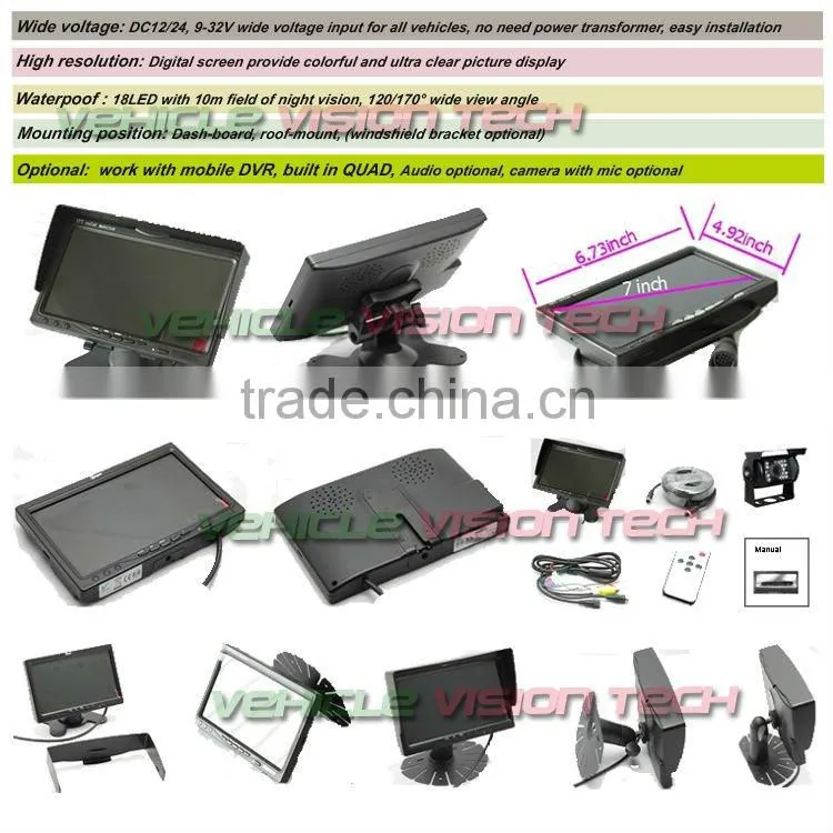 2014 Brand-new 7 inch LCD car monitor with OSD menu