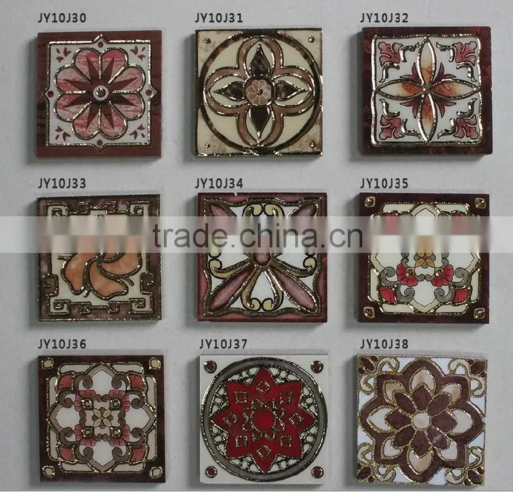 100x100mm polished handmade tile with gold