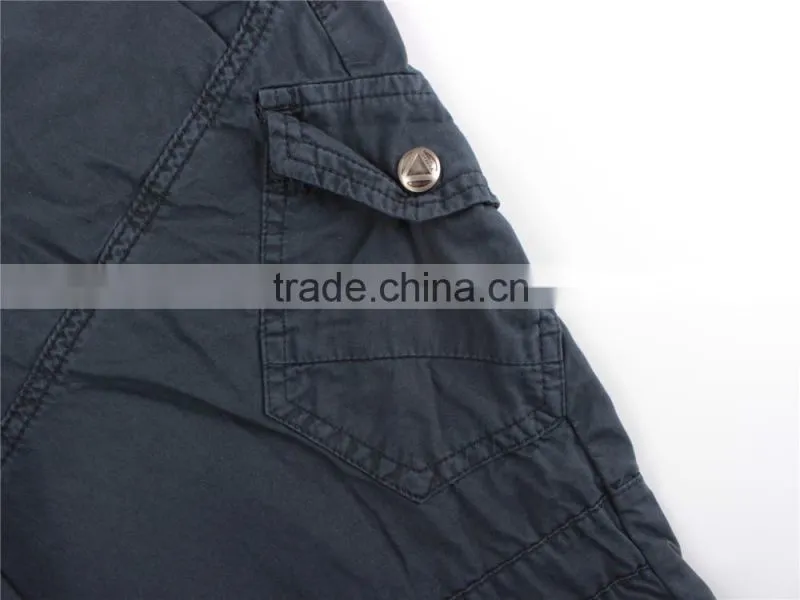 Men cheap 100%cotton stock apparel washed cargo shorts