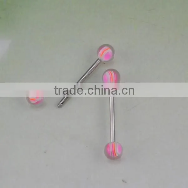 Epoxy Resin Balls Internally Threaded Tongue Rings Body Jewelry Wholesale