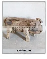 Vintage White Slats Wooden Small Folding Stool
