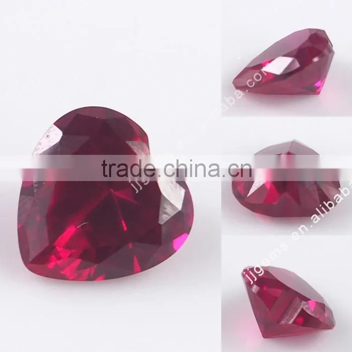 Lab Created Synthetic 5# Heart Shape Red Corundum Ruby