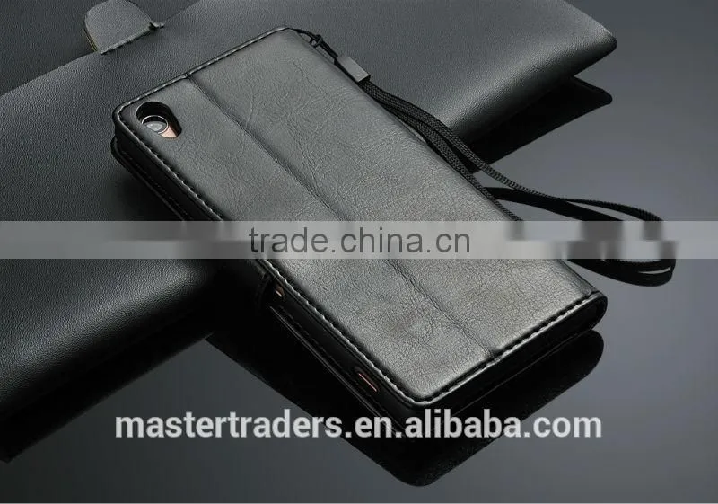 Original Fashion 64 Grain Stand Holder Wallet Flip PU Leather Case For Sony Z3 MT-3102