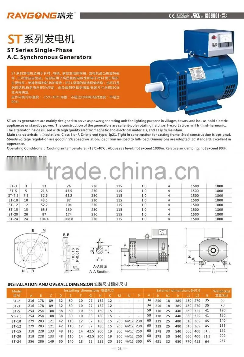 Cheapest price ST STC brush AC Synchronous alternator