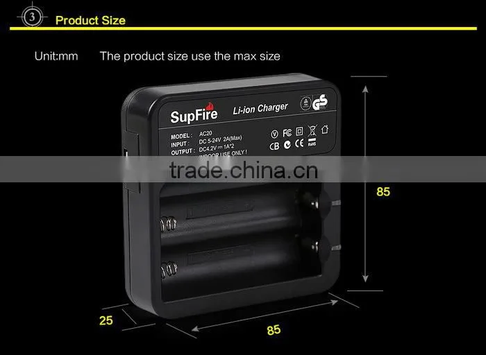 18650 battery charger dual slot with CE RoHS FCC SAA